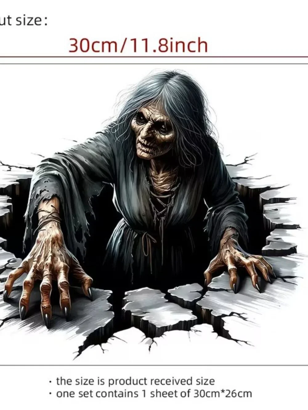 Halloween Dark Goth Floor and Wall 3d Witch Zombie Sticker Home Decor